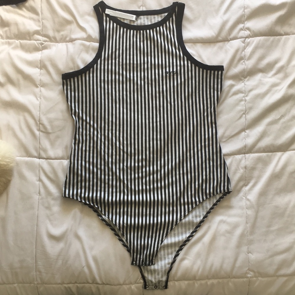 Bodysuit with black and white stripes